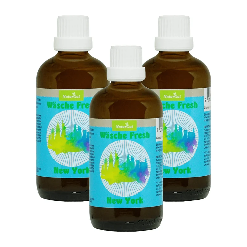 Wäsche Fresh New York 3 x 100 ml | Wäscheduft Konzentrat mit ätherischen Ölen | Männlich-süßer orientalischer Duft | Wäscheparfüm für Waschmaschine