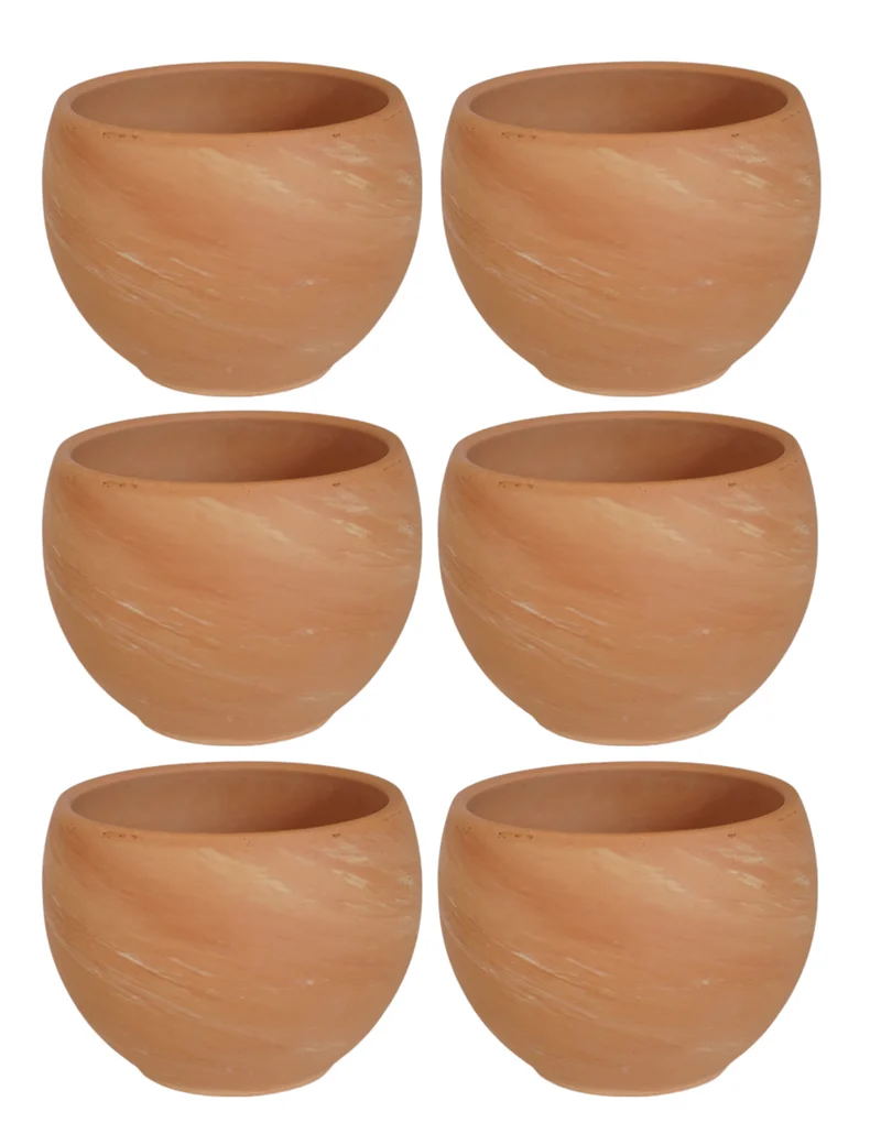 6er Set ovale Tontöpfe Terracotta Blumentopf Pflanzen-Topf Deko