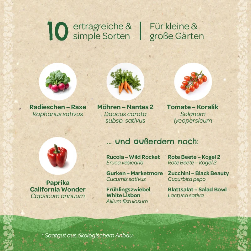 BIO-Saatgut-Set "Gartengemüse"