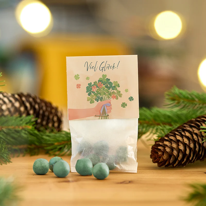 10x5 Blumenmurmeln im Tütchen "Viel Glück"