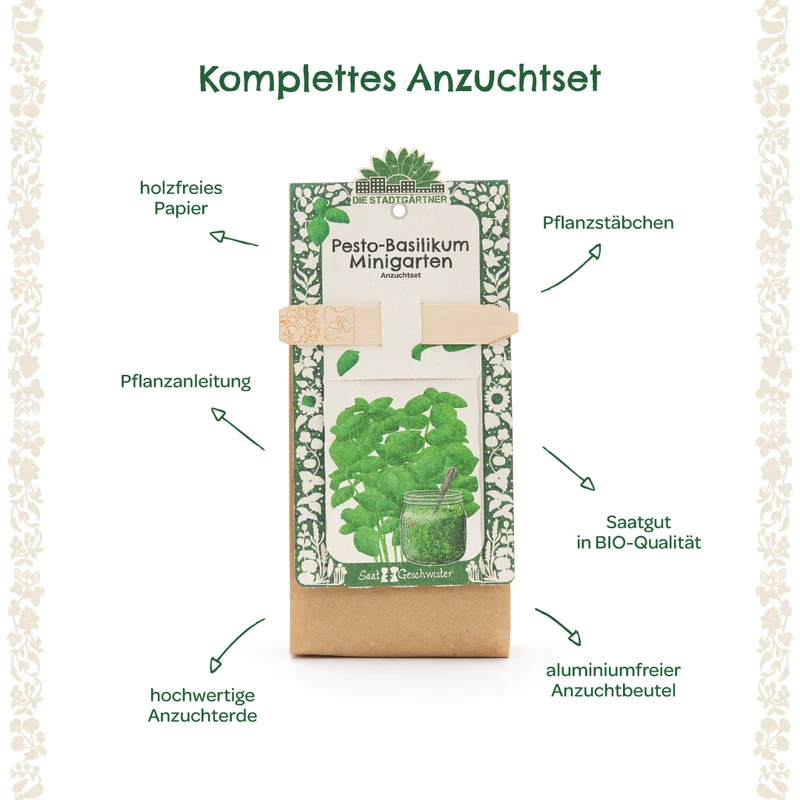 Anzuchtset – Minigarten BIO-Basilikum