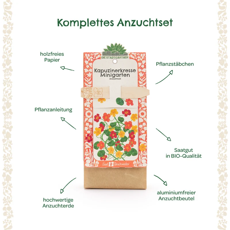 Anzuchtset – Minigarten BIO-Kapuzinerkresse