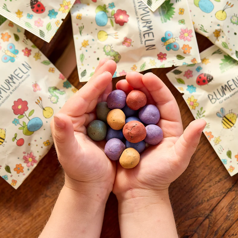 10x5 bunte Blumenmurmeln im Tütchen