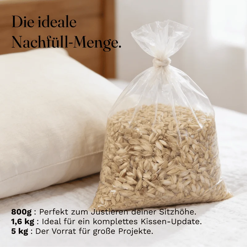 Bio-Dinkelkissen Nachfüllpackung 5kg – Atmungsaktiver Dinkelspelz für Kissen und Yoga-Bolster