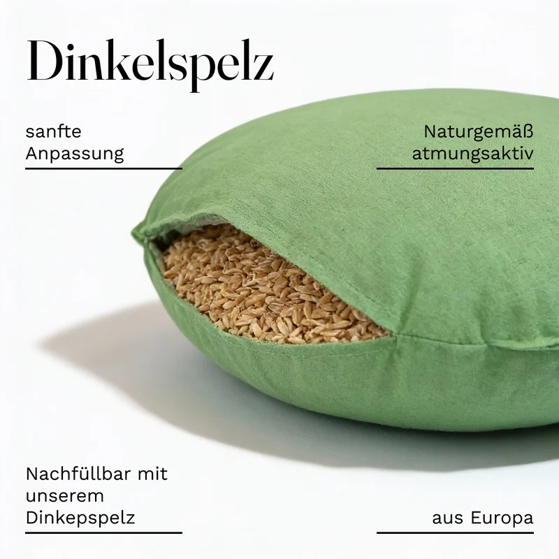 Yoga Set Bolster & Meditationskissen – Dinkelspelz-Füllung – Yogakissen & Meditationskissen aus 100 % Baumwolle