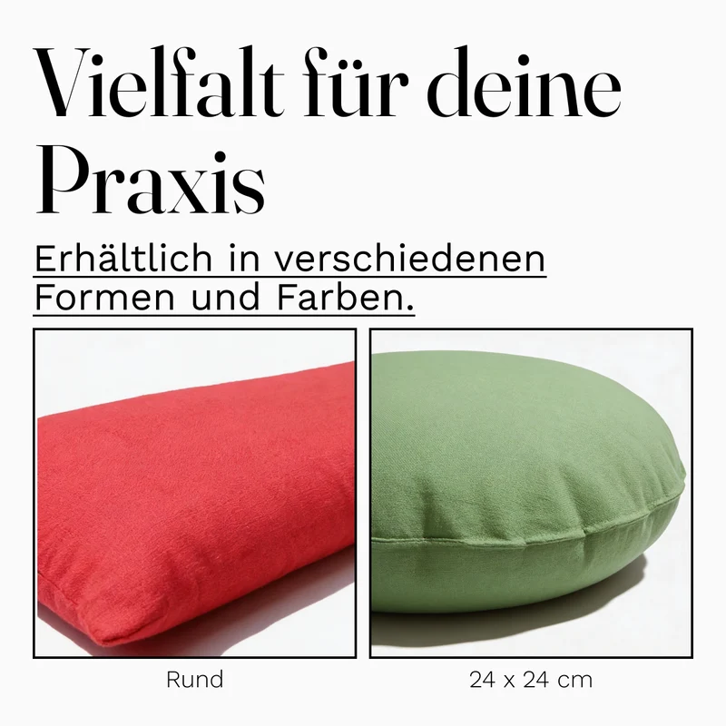 Meditationskissen rund Ø ca. 45 cm – Yogakissen mit Dinkelspelz – Sitzkissen für Meditation & Yoga
