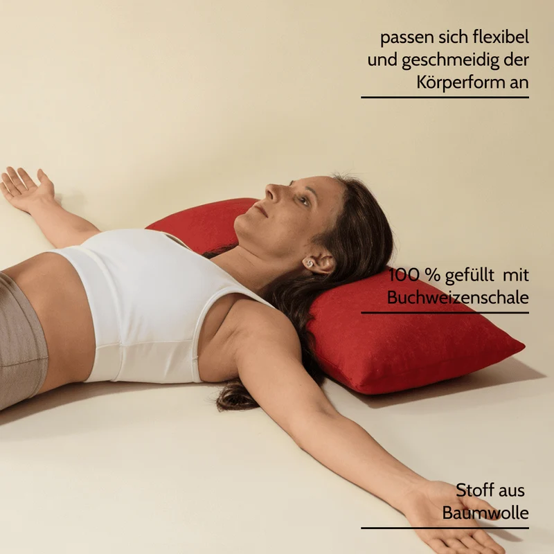 Yoga Bolster ca. 60x22cm uni rot mit Bio Buchweizenfüllung