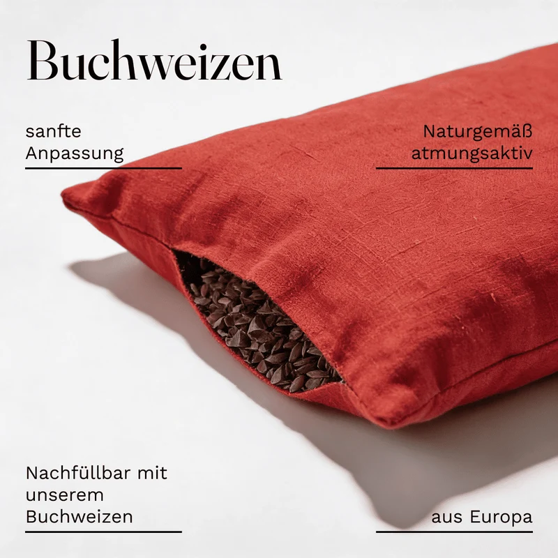 Yoga Bolster ca. 60x22cm uni rot mit Bio Buchweizenfüllung