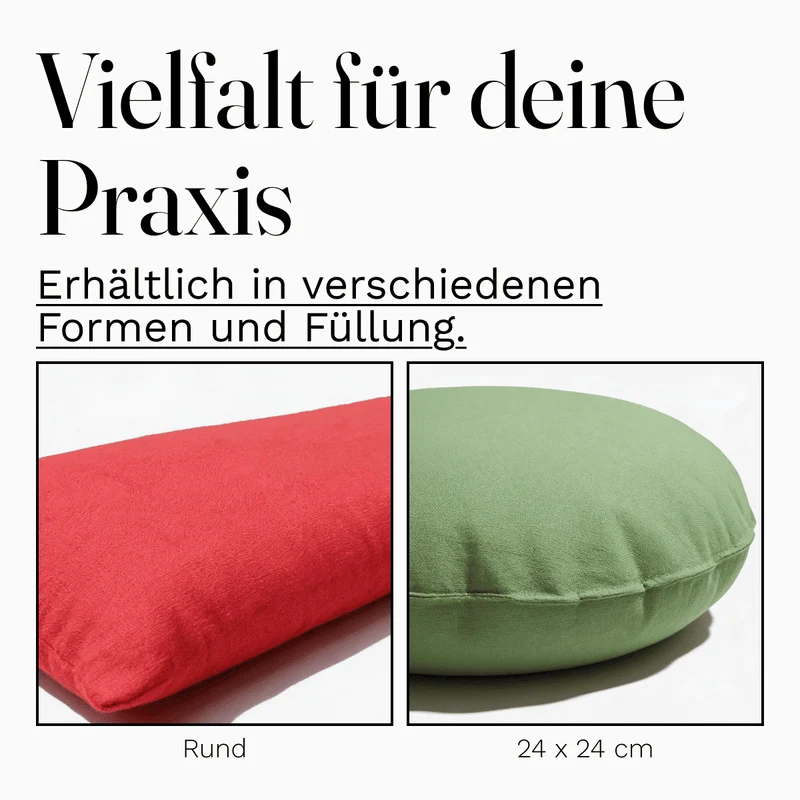 Yoga Bolster ca. 60x22cm uni rot mit Bio Buchweizenfüllung