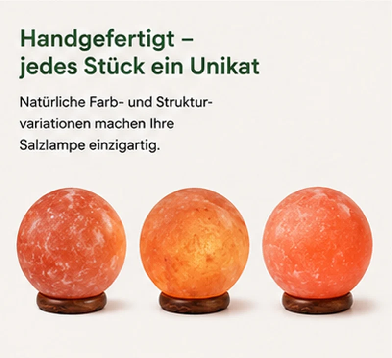 NaturGut Kristallsalz-Lampe Kugel 3–5 kg mit Elektrik & Holzsockel | Runde Himalaya Salzlampe | Handgefertigte Salzkristall-Lampe | Warmes Ambiente Licht für Wohnzimmer, Schlafzimmer, Yoga & Meditation