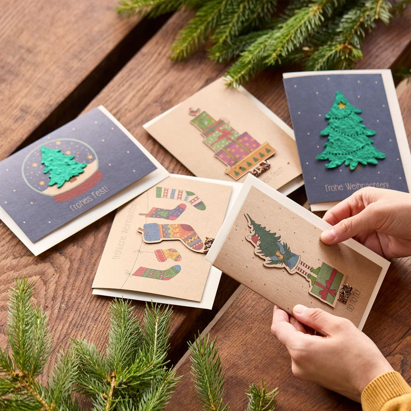 5 Weihnachtskarten im Set