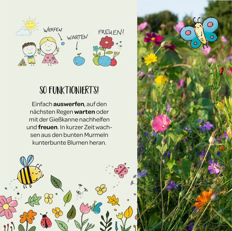 10x5 Blumenmurmeln im Tütchen – Danke
