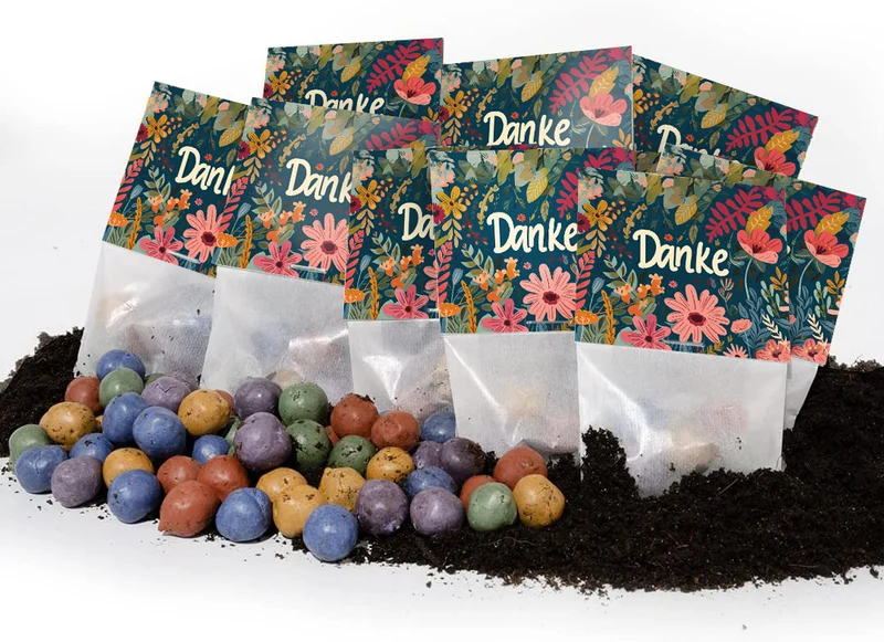 10x5 Blumenmurmeln im Tütchen – Danke