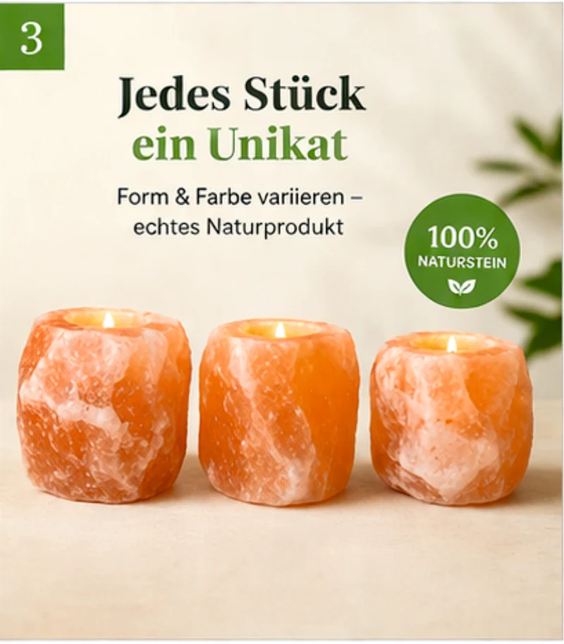 4Stk.Kristallsalz Teelichthalter handgeschlagene Unikate ca.700-1000g