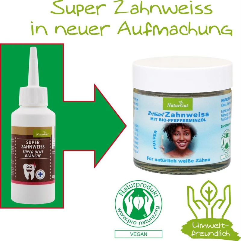 Brilliant Super Zahnweiss Pulver Natürliches Zahnweiß Zahnreinigung 2x40g