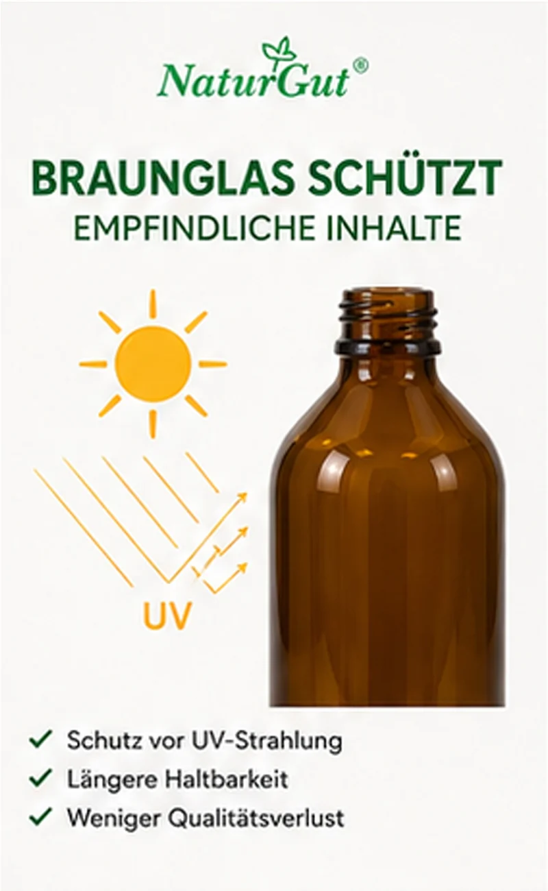 5 x 250 ml Braunglasflaschen | Apothekerflaschen aus Braunglas mit PP28 Originalitätsverschluss | Laborflaschen für Öle, Tinkturen & DIY | 5er Set