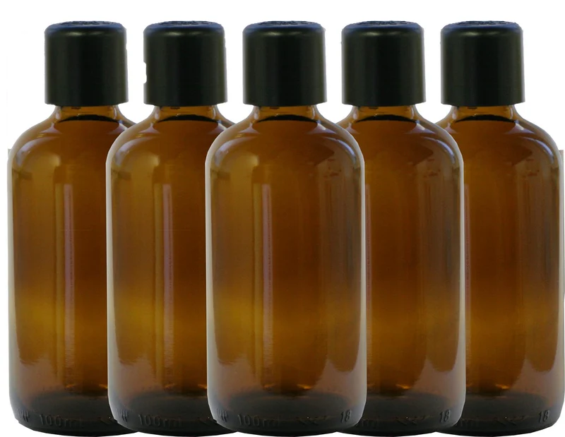 5 x 100ml Braunglasflasche mit Tropfeinsatz 2,0mm