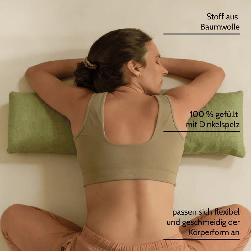 NaturGut Yoga Bolster 60 x 22 cm mit Bio-Dinkelspelz | Yogakissen & Meditationskissen aus Baumwolle | Naturfüllung aus gereinigtem Dinkelspelz | Für Yoga, Meditation, Entspannung & Lagerungskissen