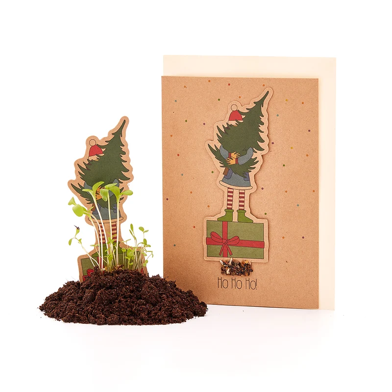 Weihnachtskarte "Mädchen mit Tannenbaum"