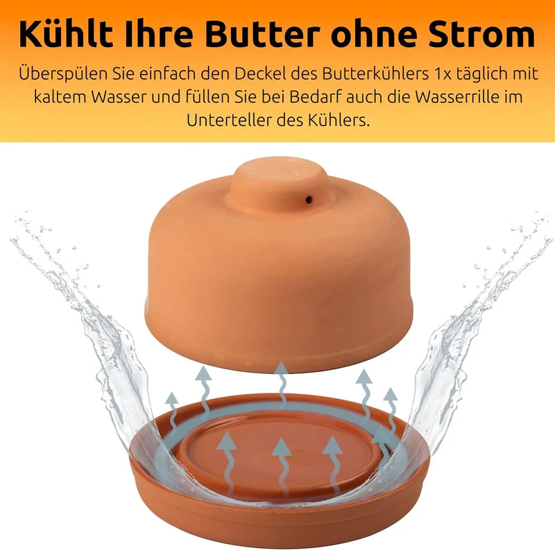 Mediterraner Ton Butterkühler frische Butter ohne Kühlschrank Butterdose Butterbox