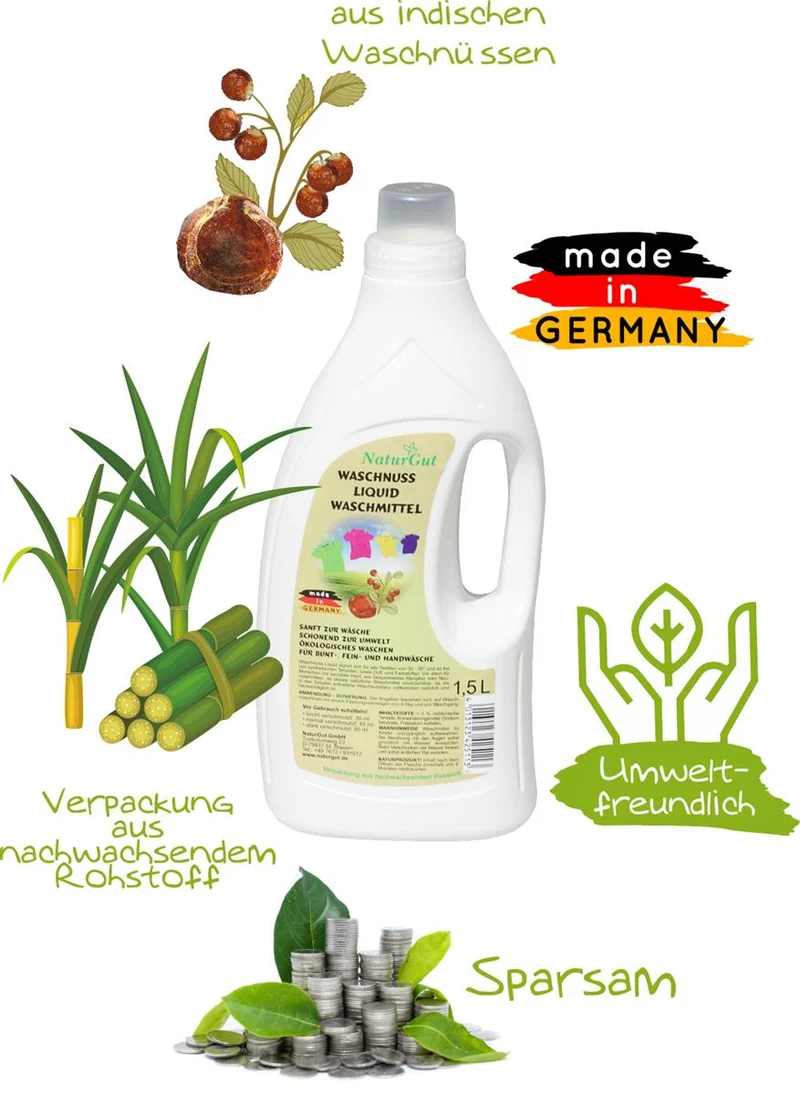 Sapdu Clean Waschnuss Liquid Flüssig Waschmittel aus Waschnüssen Ökologisch 1,5L