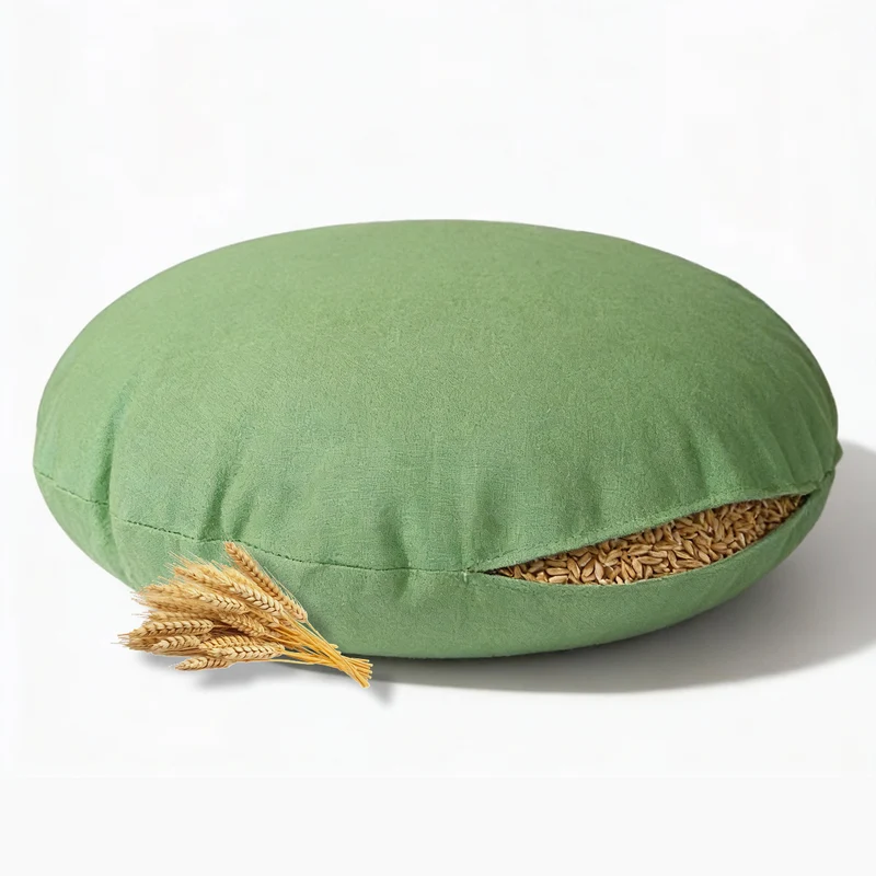 Meditationskissen rund Ø ca. 45 cm – Yogakissen mit Dinkelspelz – Sitzkissen für Meditation & Yoga