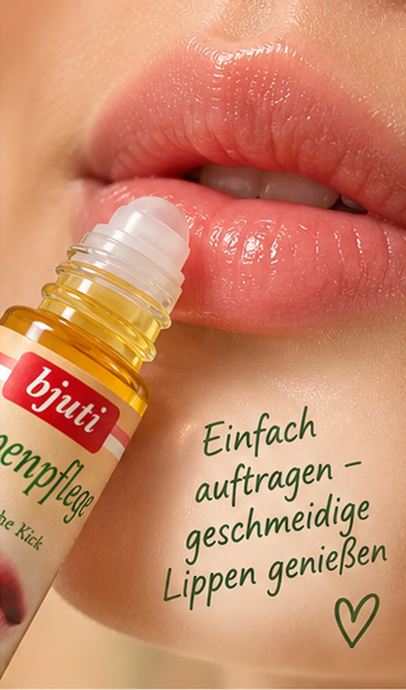 Lippenpflege Roll-On 10 ml | Lippenöl mit Bio-Nachtkerzenöl, Jojobaöl, Mandelöl & Vitamin E | Mit Sanddorn- und Pfefferminzöl | Ohne Alkohol & Farbstoffe