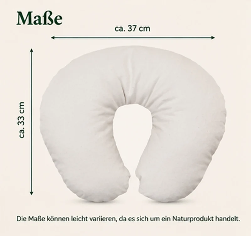 Bio Dinkel Nackenhörnchen 37 x 33 cm | Nackenkissen mit Bio Dinkelspelz Füllung | Atmungsaktives Reisekissen | OEKO-TEX® Standard 100 Stoff | Made in Germany
