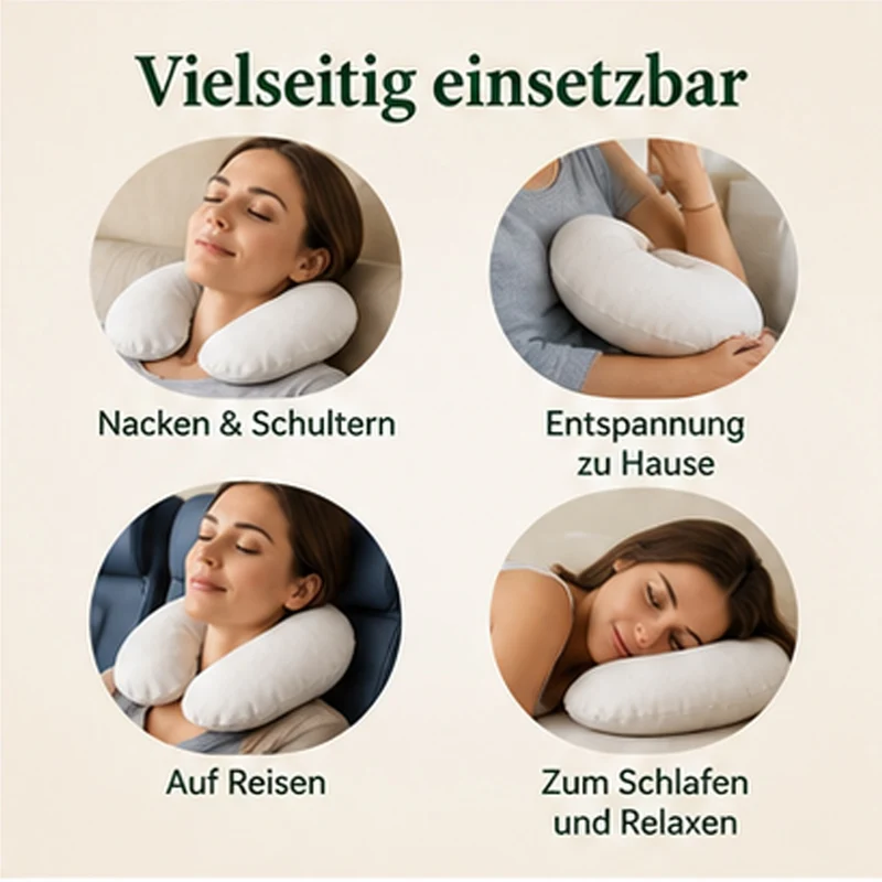 Bio Dinkel Nackenhörnchen 37 x 33 cm | Nackenkissen mit Bio Dinkelspelz Füllung | Atmungsaktives Reisekissen | OEKO-TEX® Standard 100 Stoff | Made in Germany