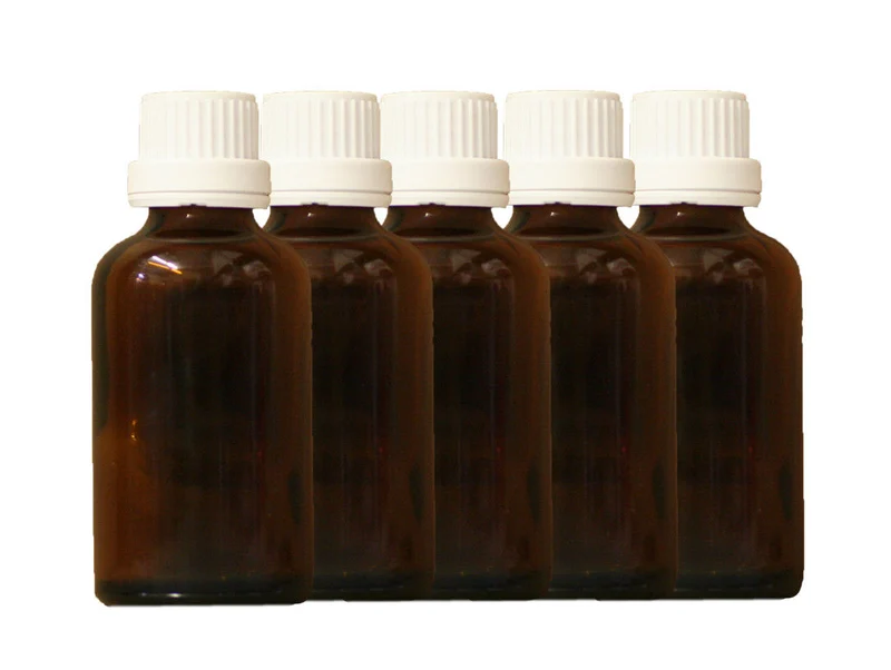 Braunglasflasche Tropfeinsatz DIN18 Apothekerflasche Medizin Flaschen 5x50ml