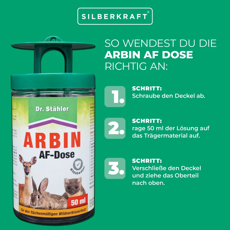 Arbin AF Dose: Effektive Wildabwehr vor Rehwild, Rotwild, Hasen, Kaninchen und Mardern