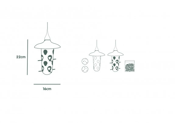 Vogelfutterspender - Multifunktionale Futterstation für die Vogelfütterung - 22 cm