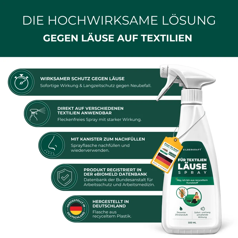 Läusespray für Textilien und Kopfläuse vorbeugen Spray
