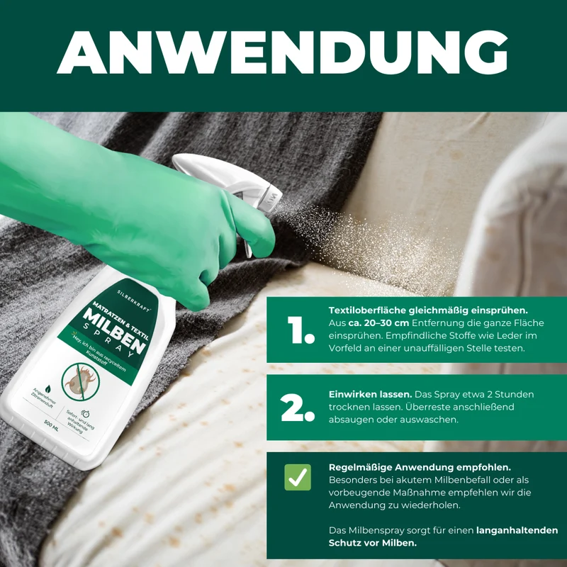 Milbenspray für Matratzen & Textil - Milben im Bett vertreiben