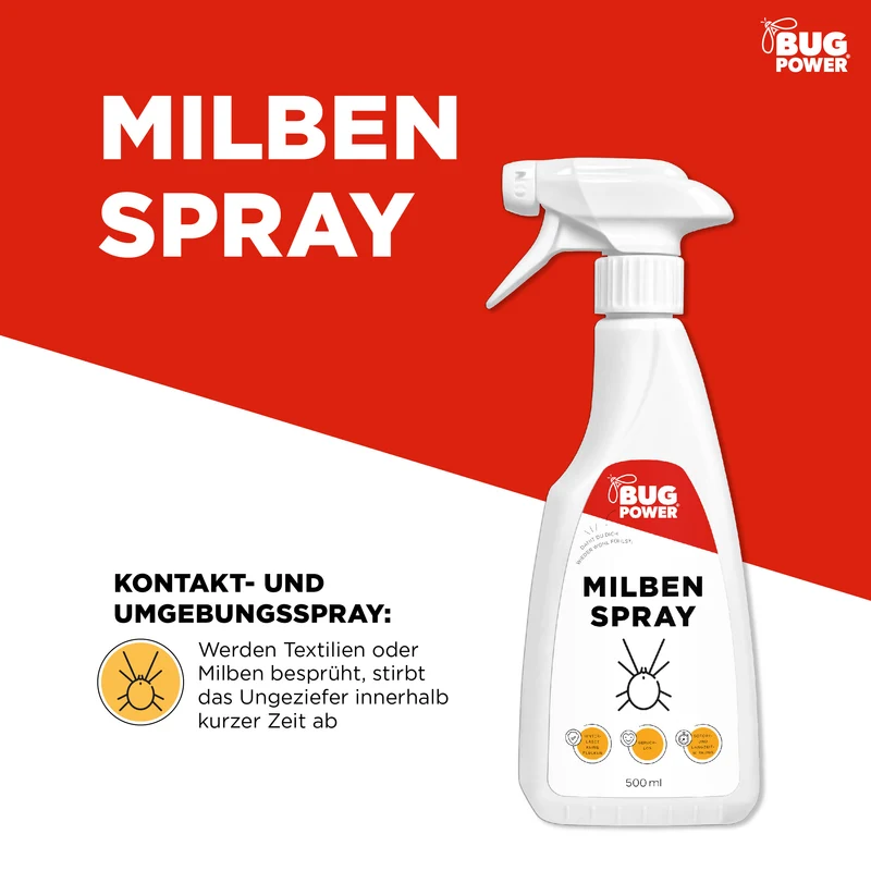 BugPower Milben Spray für Textilien 500 ml- hinterlässt keine Flecken