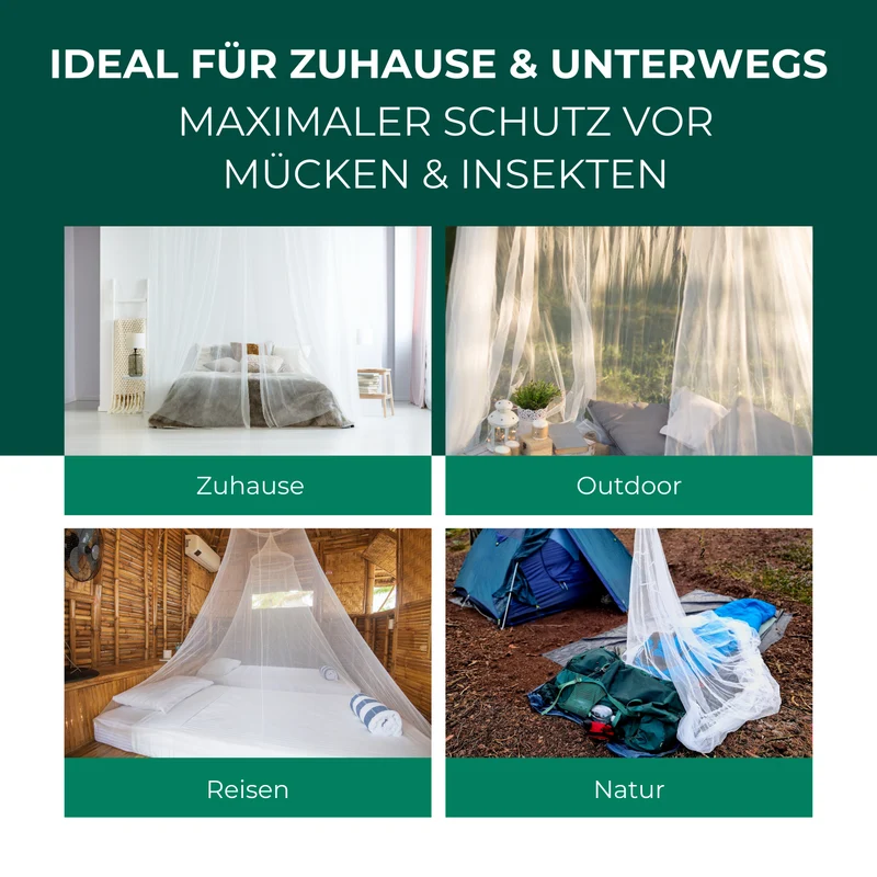 Moskitonetz mit Haken fürs Bett, Reisen, Outdoor und Camping