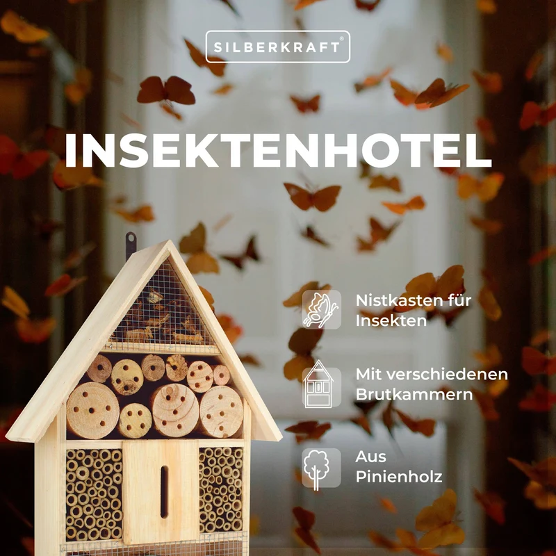 Insektenhotel aus Pinienholz - Unterschlupf für Insekten - 48 x 31 x 10 cm