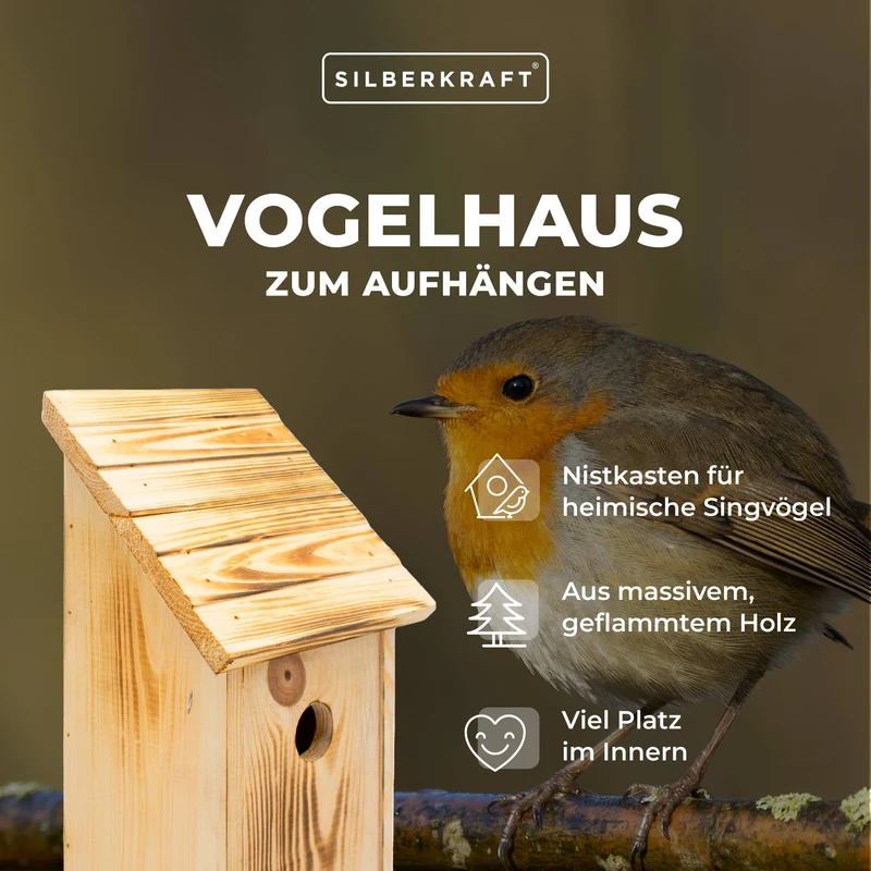 Nistkasten aus massivem Holz zum Aufhängen
