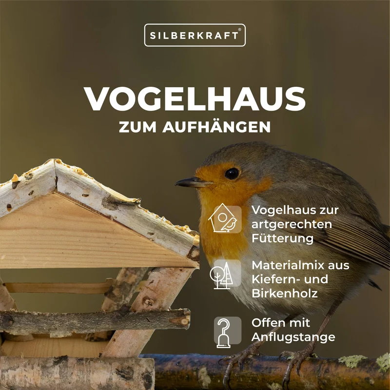 Vogelhaus mit Weidendach zum Aufhängen