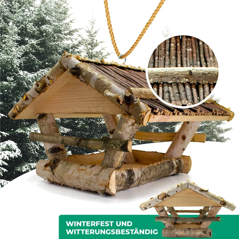 Vogelhaus mit Weidendach zum Aufhängen