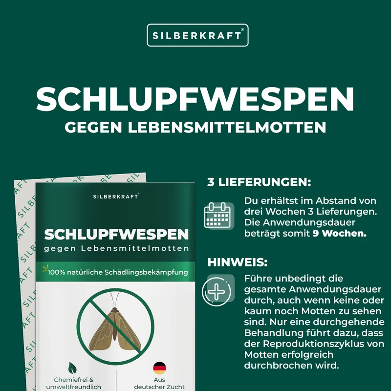 Schlupfwespen gegen Lebensmittelmotten - Motten mit Nützlinge bekämpfen (Trichogramma evanescens)