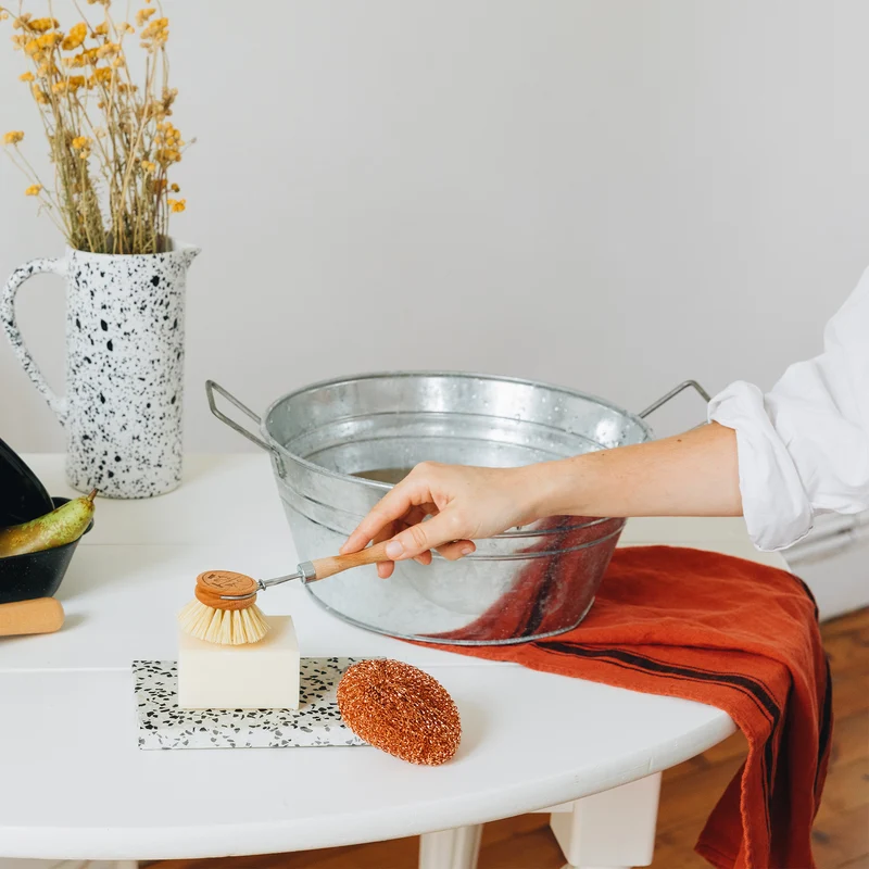 Dish brush with replaceable head