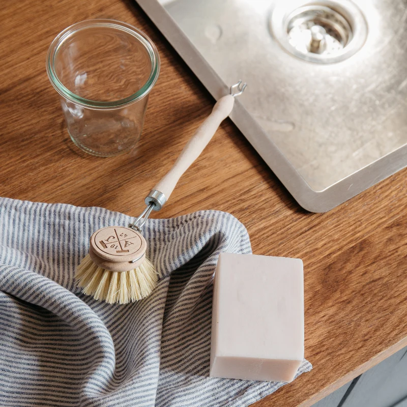 Dish brush with replaceable head