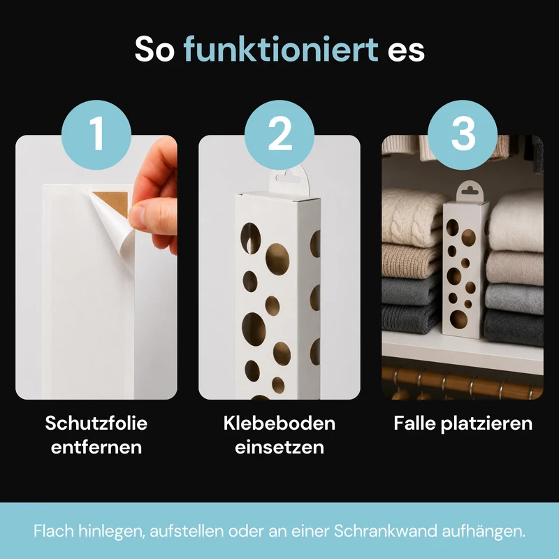 Finicon Kleidermottenfalle - 4 Sets (4x Fallen + 16x Klebeböden)