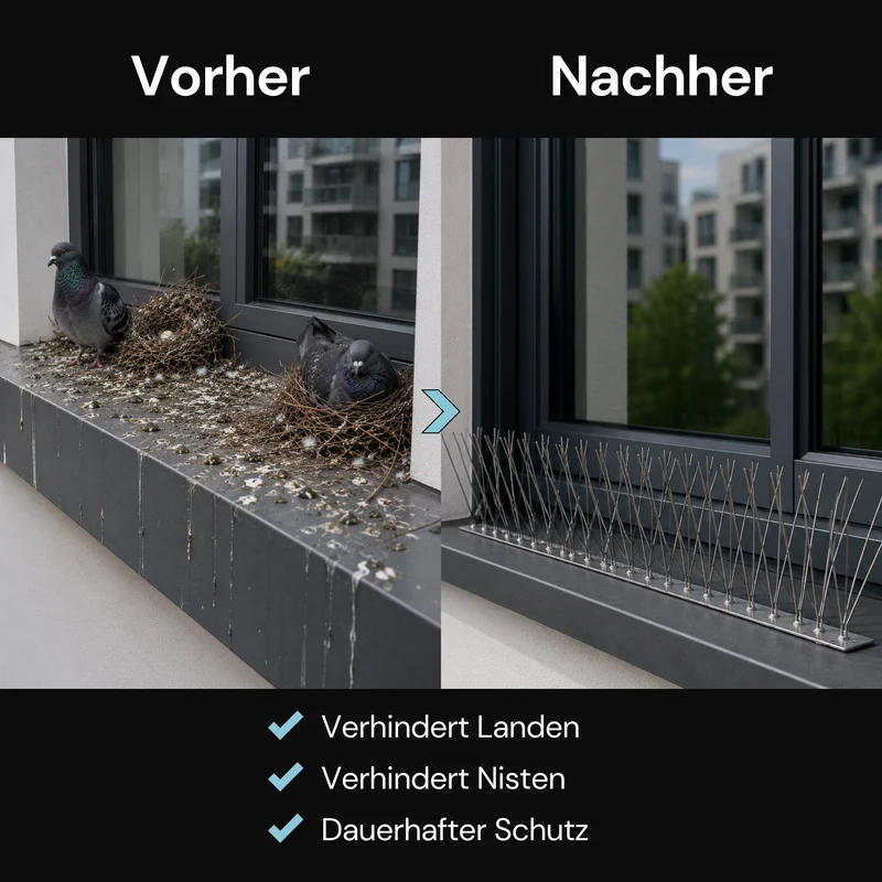 Taubenabwehr-Spikes 6-reihig in Silber aus Edelstahl – 1 m