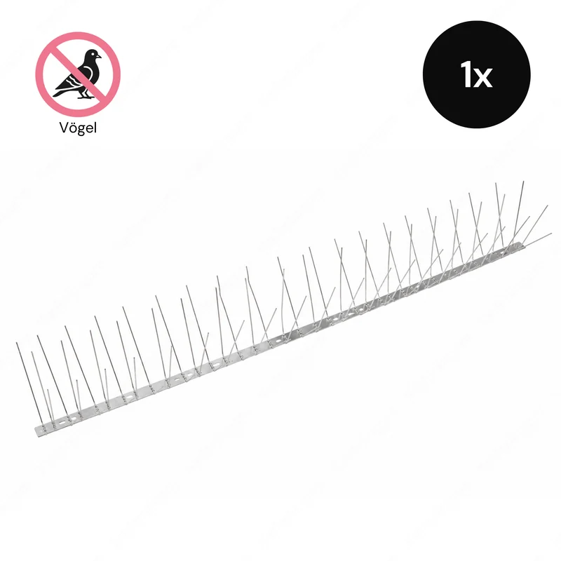 Taubenabwehr-Spikes 4-reihig in Silber aus Edelstahl – 1 m