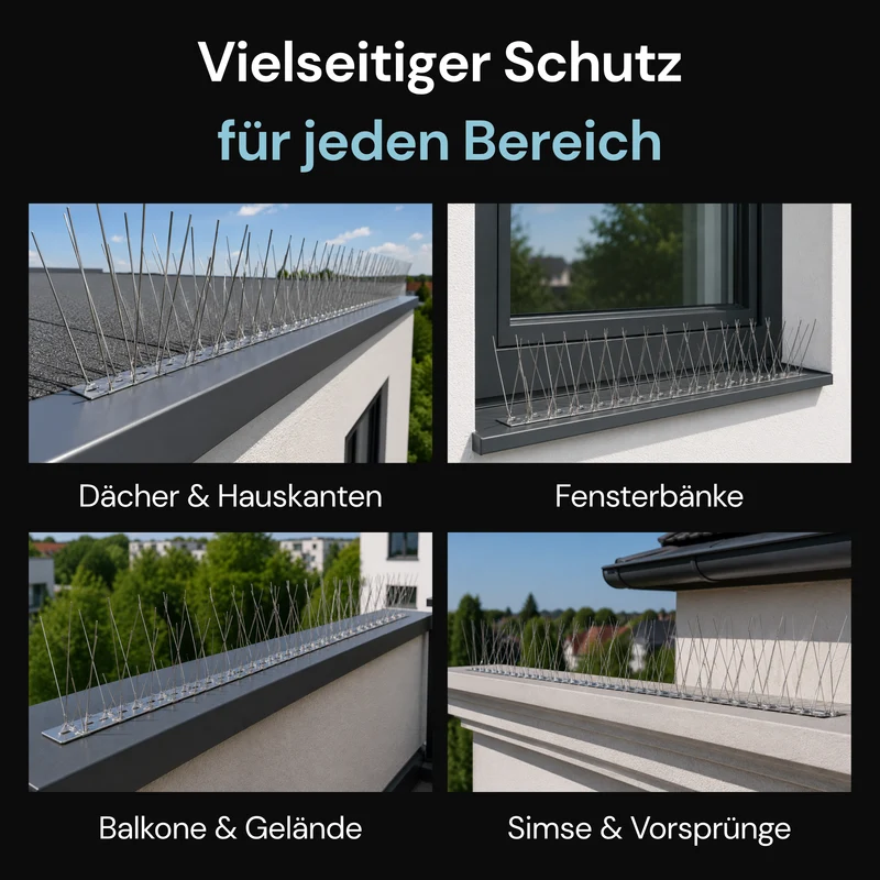 Taubenabwehr-Spikes 4-reihig in Silber aus Edelstahl – 1 m