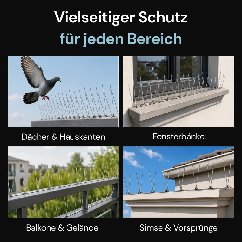 Taubenabwehr-Spikes 2-reihig in Silber aus Edelstahl – 1 m