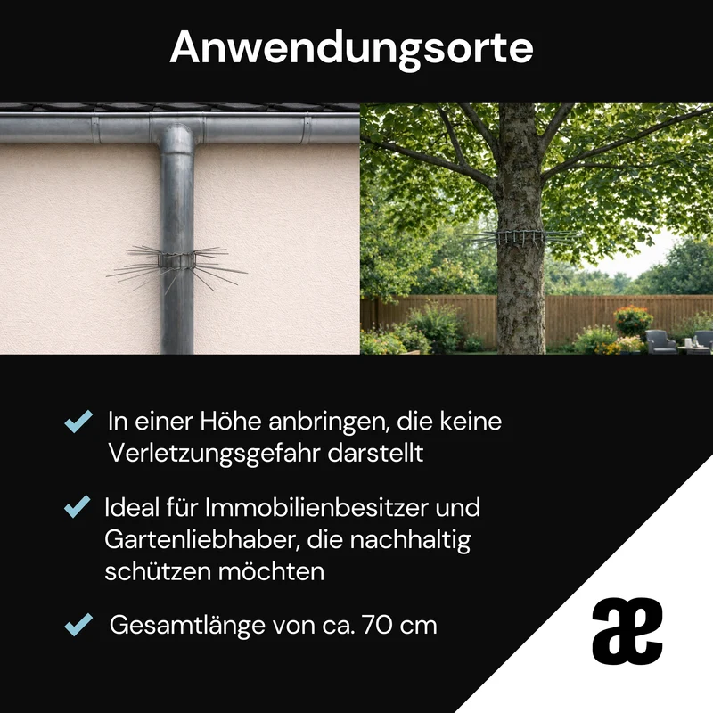Marderabwehr für Fallrohre und Bäume aus Edelstahl (V2A) - 1 Set (30 Elemente + 2 Federn)