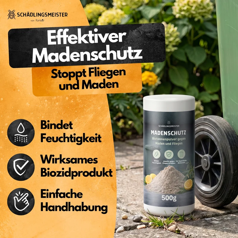 Madenschutz Biotonnenpulver – 500 g – Gegen Maden, Fliegen & Geruch – PT19 Repellent